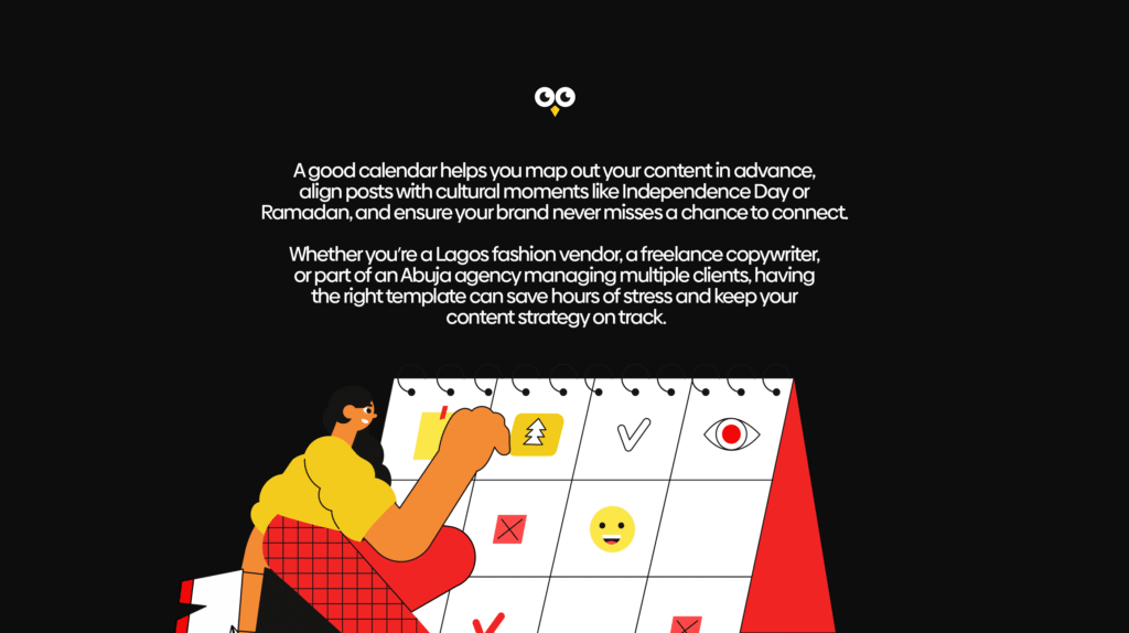 Social media content calendar